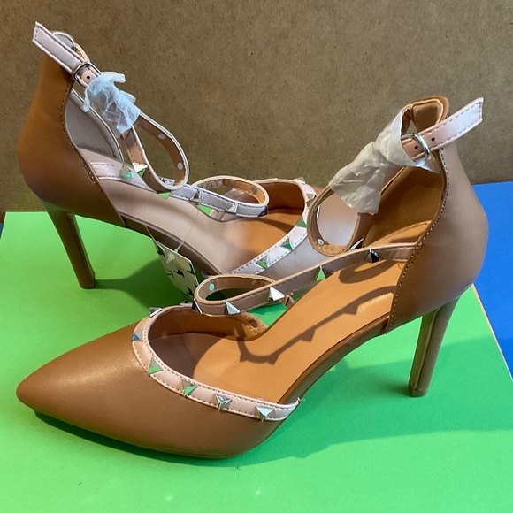 Mysoft Pointed Toe Pumps Studded Ankle Straps High Heel 4” Stiletto - NWT - Picture 2 of 6